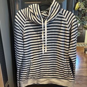 Striped Cowl Neck Hoodie